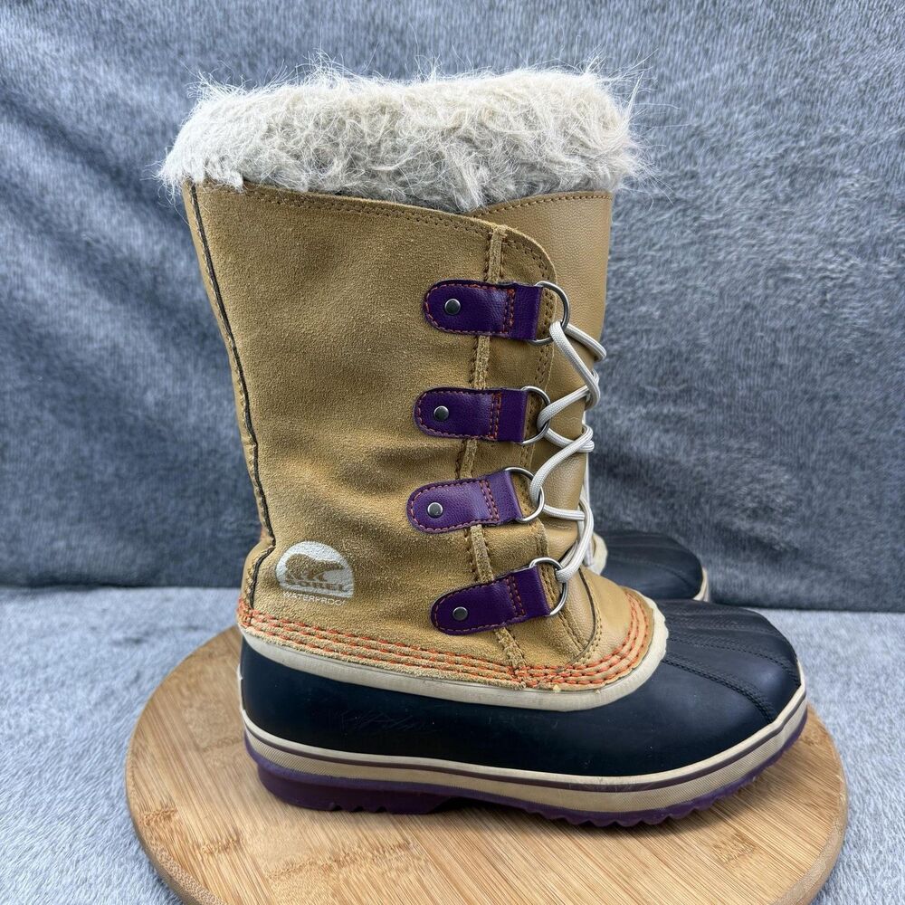 Sorel Boots Youth Size 4 Brown Suede Waterproof Insulated Winter Snow Faux Fur